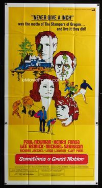 1m572 SOMETIMES A GREAT NOTION int'l 3sh '71 art of Paul Newman, Henry Fonda, Lee Remick & Sarrazin!