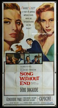 1m574 SONG WITHOUT END three-sheet movie poster '60 Dirk Bogarde, Franz Liszt, sexy Genevieve Page!