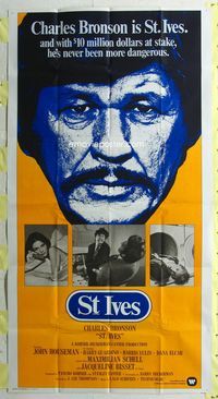 1m583 ST. IVES int'l three-sheet '76 great hgue Charles Bronson headshot, sexy Jacqueline Bisset
