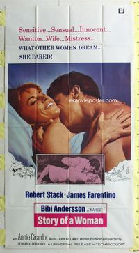 1m587 STORY OF A WOMAN int'l 3sh '69 great romantic close up of sexy Bibi Andersson & Robert Stack!