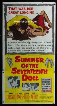 1m593 SUMMER OF THE 17th DOLL 3sheet '60 Ernest Borgnine, Anne Baxter, John Mills, Angela Lansbury