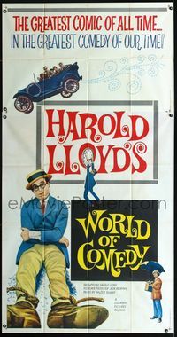 1m648 WORLD OF COMEDY three-sheet movie poster '62 classic images of comedian Harold Lloyd!
