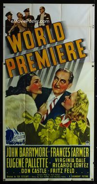 1m649 WORLD PREMIERE three-sheet movie poster '41 artwork of John Barrymore & sexy Frances Farmer!