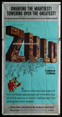 1m653 ZULU int'l three-sheet movie poster '64 Stanley Baker & Michael Caine classic!