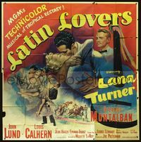 1m015 LATIN LOVERS six-sheet poster '53 best huge kiss close up of Lana Turner & Ricardo Montalban!