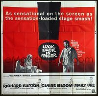 1m016 LOOK BACK IN ANGER six-sheet movie poster '59 Richard Burton, Claire Bloom, Mary Ure
