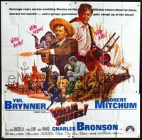 1m029 VILLA RIDES six-sheet movie poster '68 Yul Brynner as Pancho, Robert Mitchum, Sam Peckinpah