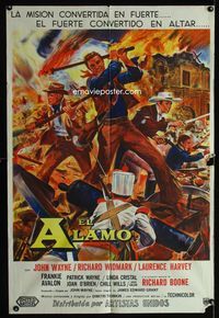 1m037 ALAMO Argentinean movie poster '60 art of fighting John Wayne & Richard Widmark!
