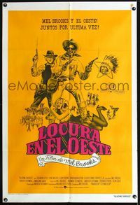 1m058 BLAZING SADDLES Argentinean poster '74 classic Mel Brooks western, great different artwork!