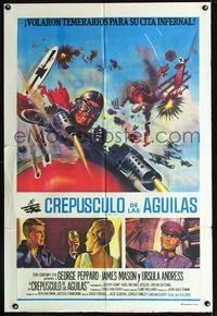 1m060 BLUE MAX Argentinean movie poster '66 great artwork of WWI fighter pilot George Peppard!