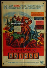 1m086 HANNIBAL Argentinean movie poster '60 great artwork of barechested Victor Mature, Edgar Ulmer