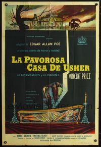 1m092 HOUSE OF USHER Argentinean movie poster '60 Vincent Price, Edgar Allan Poe, ungodly & evil!