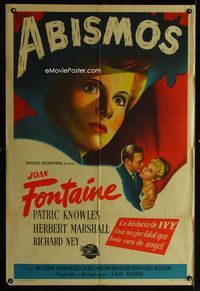 1m101 IVY Argentinean movie poster '47 cool artwork of utterly EVIL bad girl Joan Fontaine!