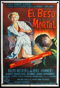 1m106 KISS ME DEADLY Argentinean movie poster '55 Mickey Spillane, Robert Aldrich, sexy noir art!