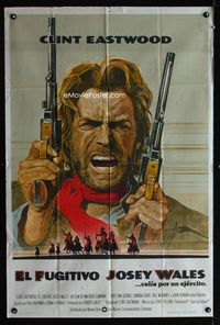 1m141 OUTLAW JOSEY WALES Argentinean movie poster '76 Clint Eastwood is an army of one!