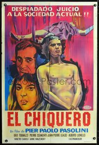 1m146 PIGPEN Argentinean movie poster '69 bizarre Pier Paolo Pasolini, cannibalism!