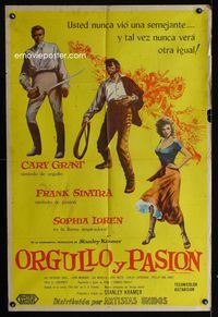 1m150 PRIDE & THE PASSION Argentinean movie poster '57 Cary Grant, Frank Sinatra, sexy Sophia Loren!