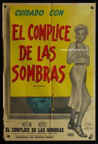 1m151 PROWLER Argentinean movie poster '51 Joseph Losey, artwork of full-length sexy Evelyn Keyes!