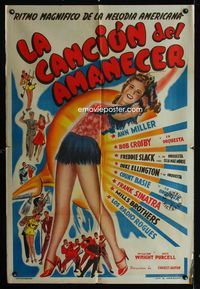 1m157 REVEILLE WITH BEVERLY Argentinean movie poster '43 artwork of sexiest Ann Miller and her legs!