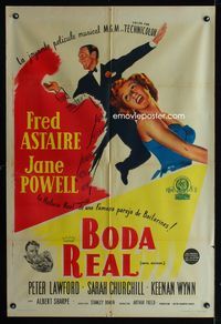 1m165 ROYAL WEDDING Argentinean poster '51 great image of dancing Fred Astaire & sexy Jane Powell!