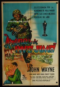 1m168 SANDS OF IWO JIMA Argentinean '50 best art of Marine John Wayne charging with rifle in hand!