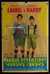 1m188 SWISS MISS Argentinean movie poster '38 great art of Stan Laurel & Oliver Hardy, Hal Roach!