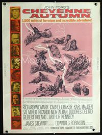 1n107 CHEYENNE AUTUMN 30x40 poster '64 John Ford, James Stewart, Richard Widmark, Edward G. Robinson