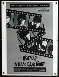 1n125 HARD DAY'S NIGHT Thirty by Forty movie poster R82 great image of The Beatles, rock & roll!