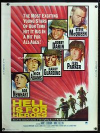 1n127 HELL IS FOR HEROES Thirty by Forty '62 Steve McQueen, Bob Newhart, Fess Parker, Bobby Darin
