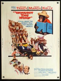 1n140 INHERIT THE WIND 30x40 poster '60 Spencer Tracy, Fredric March, Gene Kelly, chimp with book!