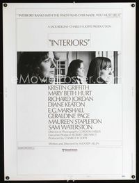 1n142 INTERIORS style B 30x40 poster '78 Woody Allen, Diane Keaton, Mary Beth Hurt, Kristin Griffith
