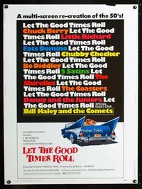 1n153 LET THE GOOD TIMES ROLL 30x40 '73 Chuck Berry, Bill Haley, The Shirelles & real '50s rockers!