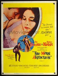 1n165 MAIN ATTRACTION Thirty by Forty movie poster '62 Pat Boone plays guitar for sexy Nancy Kwan!