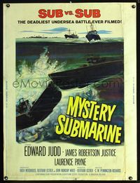 1n178 MYSTERY SUBMARINE 30x40 poster '63 World War II's deadliest undersea sub vs. sub battle ever!