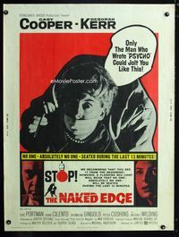 1n180 NAKED EDGE Thirty by Forty poster '61 only the man who wrote Psycho could jolt you like this!
