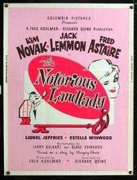 1n186 NOTORIOUS LANDLADY 30x40 poster '62 sexy Kim Novak, Jack Lemmon, Fred Astaire, different art!