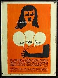 1n192 ONE TWO THREE Thirty by Forty poster '62 Billy Wilder, James Cagney, wonderful Saul Bass art!