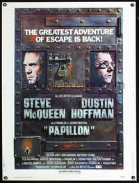 1n196 PAPILLON Thirty by Forty R77 great art of Steve McQueen & Dustin Hoffman behind steel door!