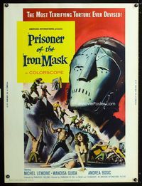 1n213 PRISONER OF THE IRON MASK 30x40 '62 cool art of the most terrifying torture ever devised!