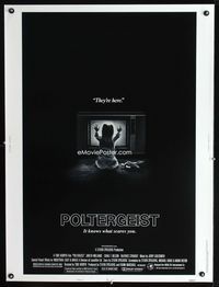 1n209 POLTERGEIST style B 30x40 '82 Tobe Hooper, classic They're here image of little girl by TV!