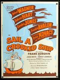 1n223 SAIL A CROOKED SHIP Thirty by Forty poster '61 Robert Wagner, completely different image!