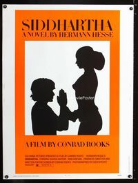 1n230 SIDDHARTHA Thirty by Forty movie poster '72 Hermann Hesse, Buddhists, sexy silhouette image!