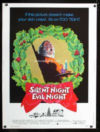 1n231 SILENT NIGHT EVIL NIGHT 30x40 poster '75 this gruesome image will surely make your skin crawl!