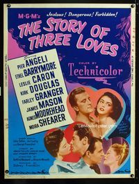 1n249 STORY OF THREE LOVES 30x40 poster '53 Kirk Douglas, Pier Angeli, Leslie Caron, Farley Granger