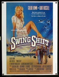 1n257 SWING SHIFT Thirty by Forty '84 sexy full-length Goldie Hawn, Kurt Russell, airplane art!