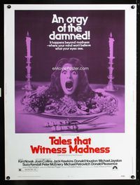 1n258 TALES THAT WITNESS MADNESS Thirty by Forty poster '73 wacky head on dinner plate horror image!