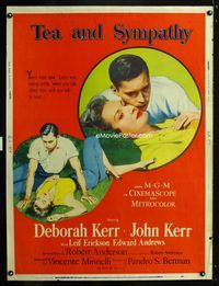 1n260 TEA & SYMPATHY Thirty by Forty poster '56 photo & artwork of both Kerrs, classic tagline!