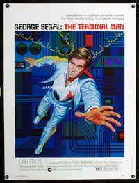 1n262 TERMINAL MAN 30x40 '74 cool art of George Segal by Ken Barr, written by Michael Crichton!