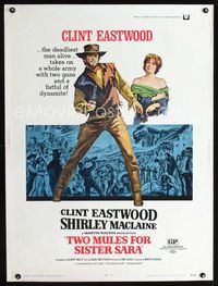 1n269 TWO MULES FOR SISTER SARA 30x40 poster '70 Clint Eastwood, Shirley MacLaine, Budd Boetticher