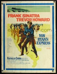 1n272 VON RYAN'S EXPRESS Thirty by Forty poster '65 different art of Frank Sinatra with machine gun!